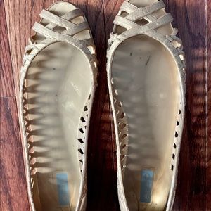 ALDO gold jelly flats